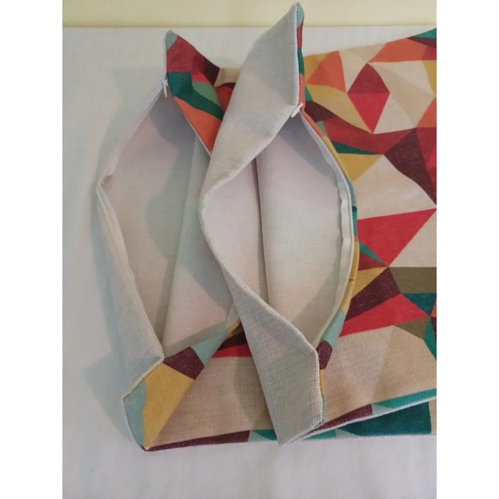 Kaleidoscopic pillow covers only set/2 earthtone geometric contemporary MCM 17